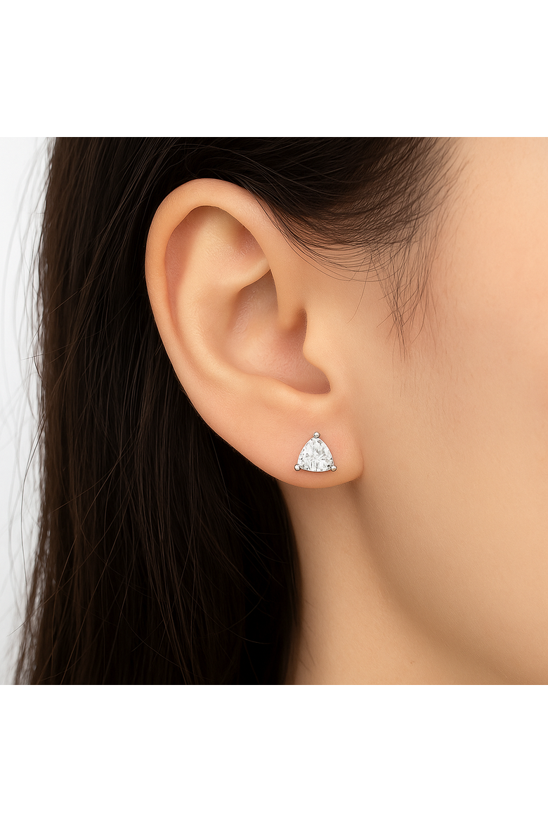 Sterling Silver Trillion Cut Earrings Set, Alternate, color, Silver