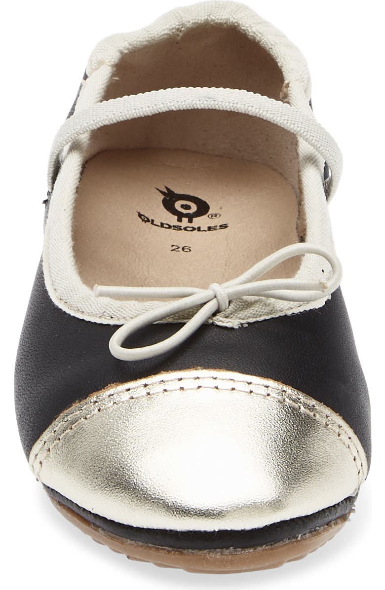 OLD SOLES Kids' Shanni Cap Toe Mary Jane Flat, Alternate, color, Black / Gold