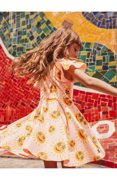 Tea Collection Flutter Sleeve Twirl Dress In Smiley Sun