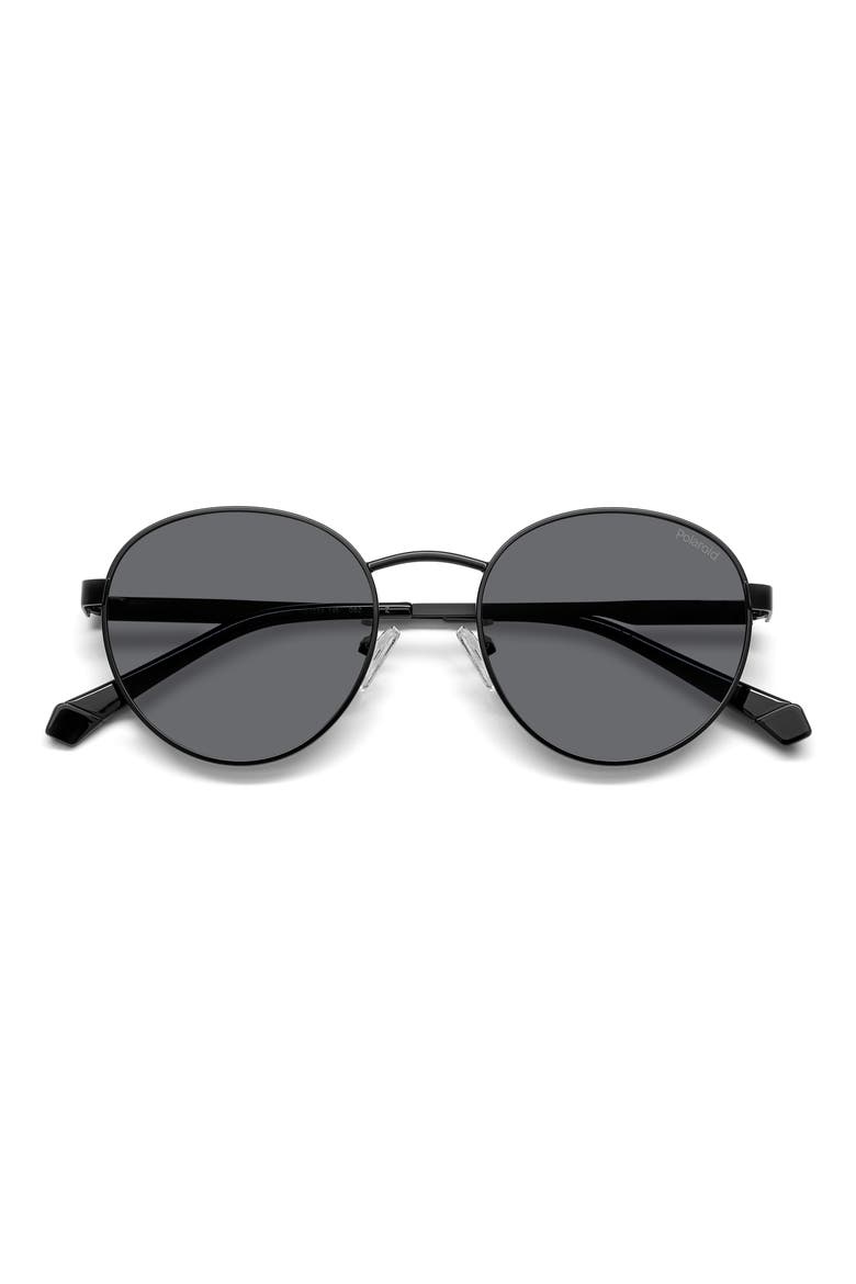 52mm Polarized Round Sunglasses, Main, color, MATTE BLACK/ GRAY POLAR