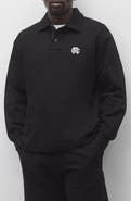 Reigning Champ Embroidered Monogram Midweight Cotton French Terry Rugby Sweatshirt