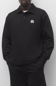 Reigning Champ Embroidered Monogram Midweight Cotton French Terry Rugby Sweatshirt