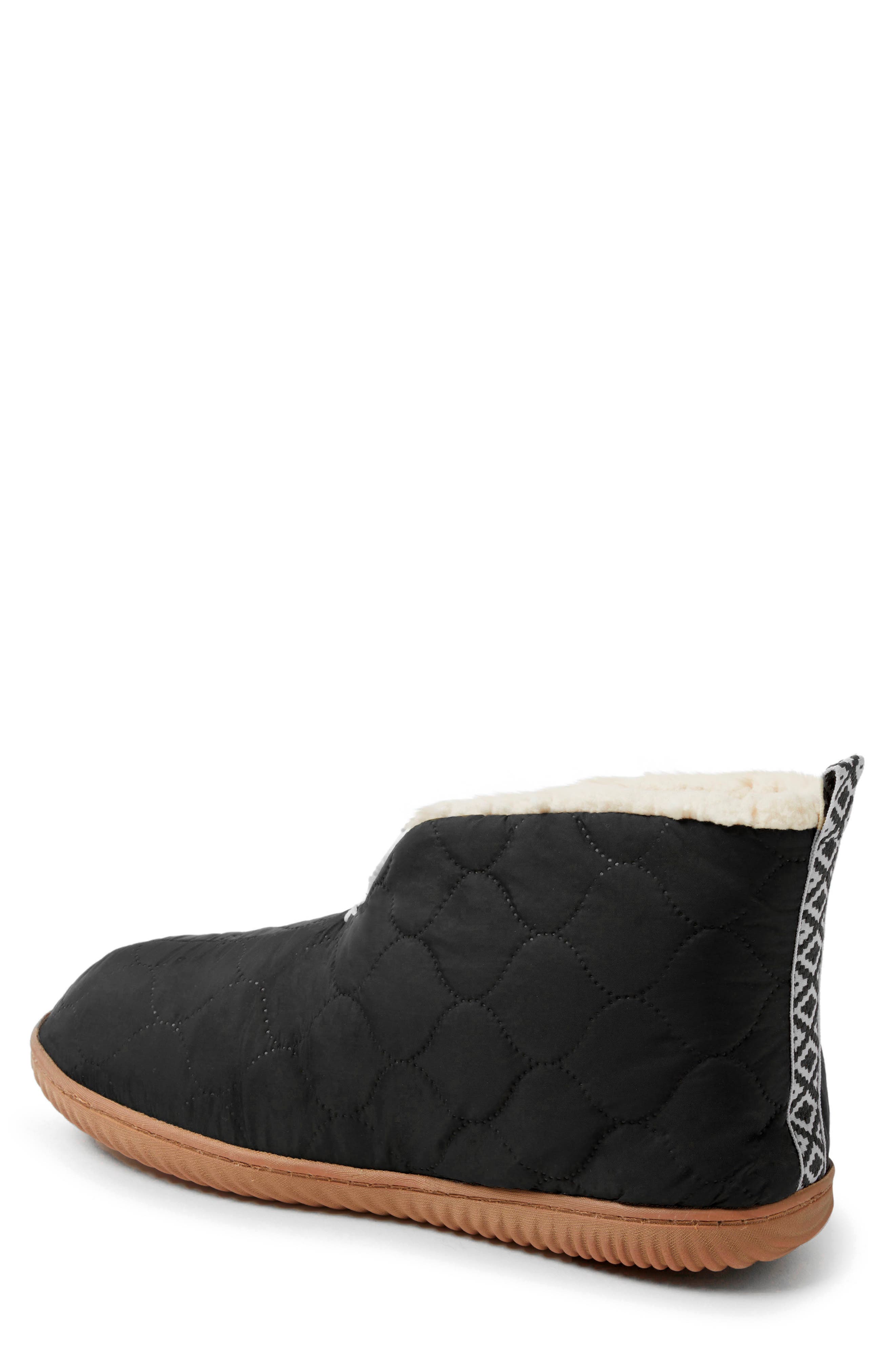 DEARFOAMS Warm Up Faux Shearling Bootie, Alternate, color, Black
