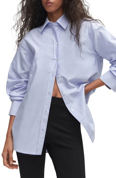 Cotton Poplin Button-Up Shirt (Regular & Plus)