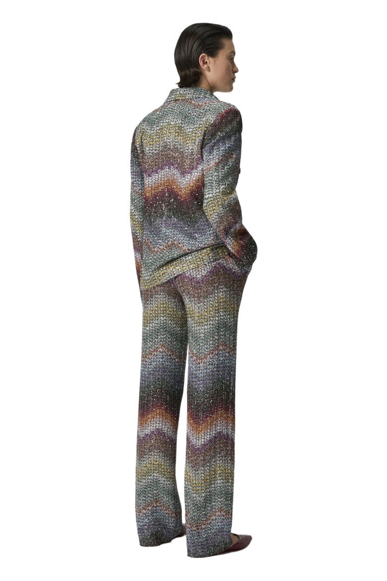 Straight-leg Trousers In Viscose Lamé With Sequins, Alternate, color, Multicoloured