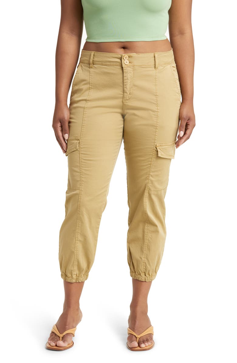 Sanctuary Rebel Crop Stretch Cotton Cargo Pants, Alternate, color, True Khaki