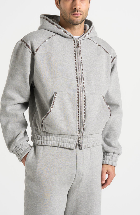 Ivan Whipstitch Raglan Effect Zip Hoodie