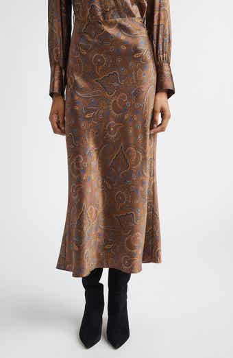 Clover Bias Cut Silk Blend Skirt