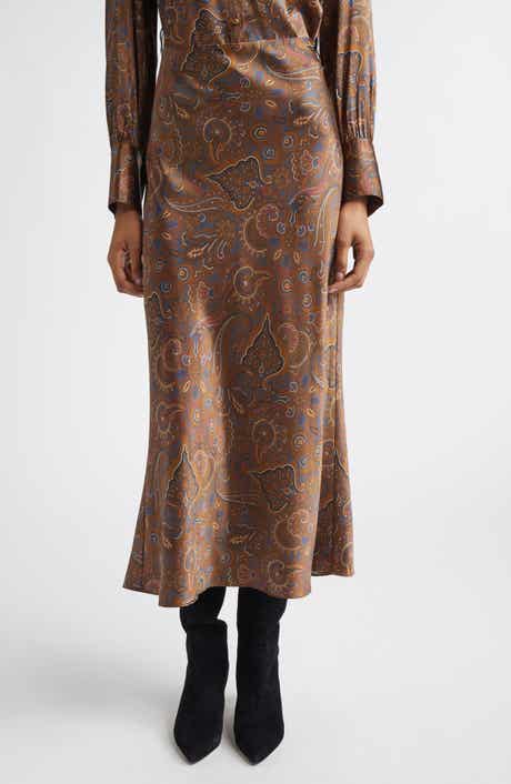 Clover Bias Cut Silk Blend Skirt