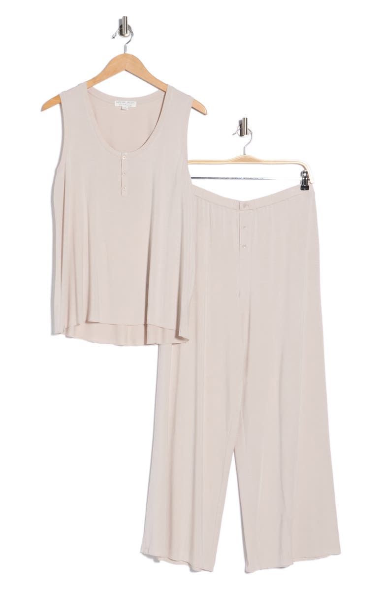 Barefoot Dreams<sup>®</sup> Henley Tank & Pants Pajamas, Main, color, Silver Ice