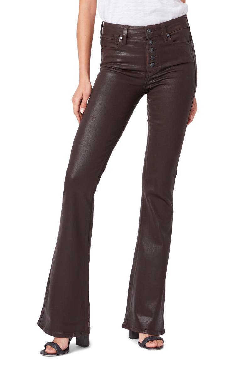 Lou Lou Exposed Button High Waist Flare Jeans, Main, color, CHICORY LUXE COATING