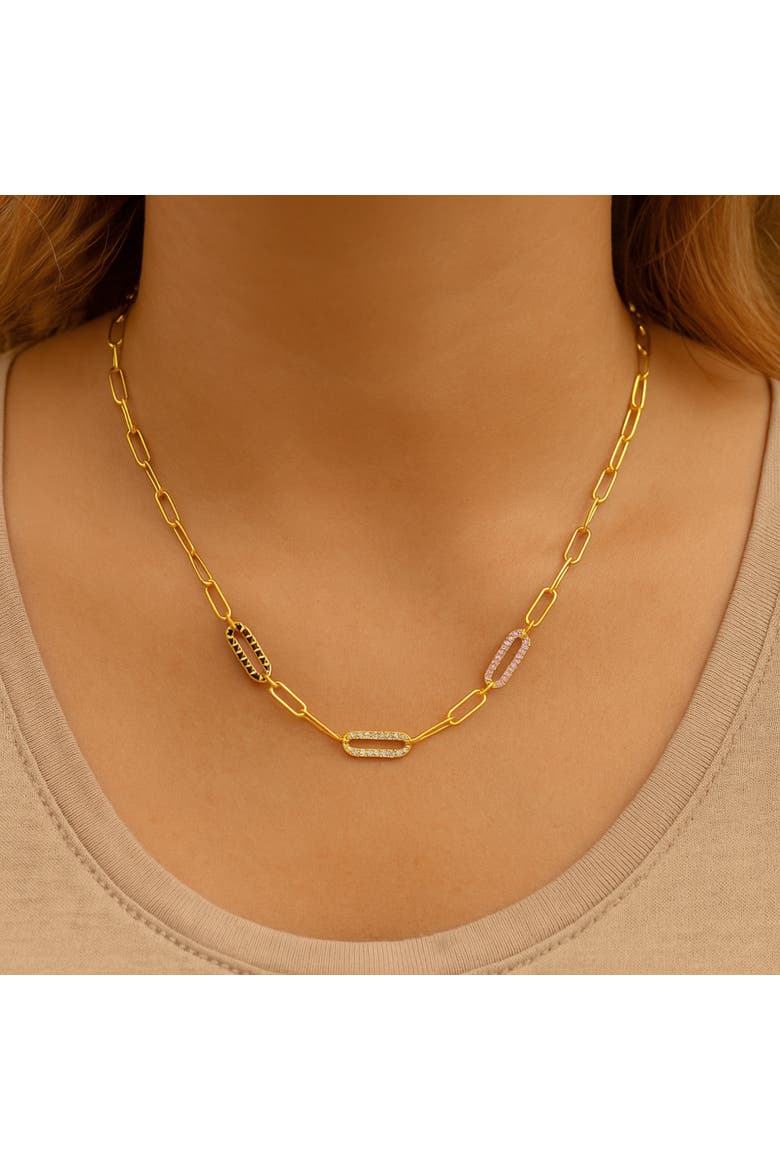 Paperclip Crystal Necklace, Alternate, color, Gold