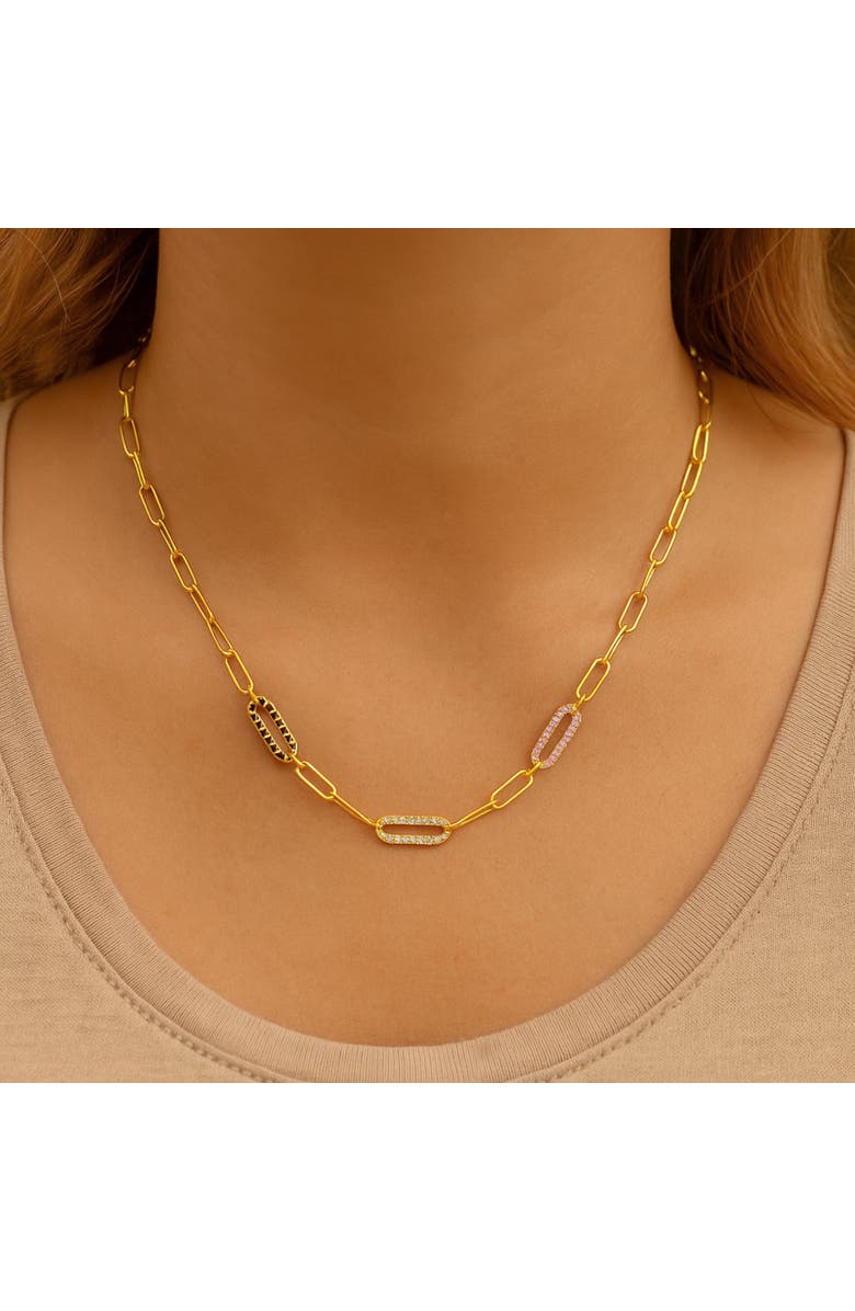 Donatello Gian Paperclip Crystal Necklace, Main, color, Gold