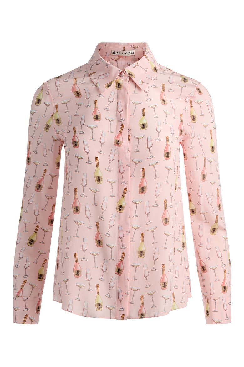 Willa Print Silk Button-Up Shirt, Alternate, color, CHAMPAGNE POP