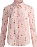 Alice + Olivia Willa Print Silk Button-Up Shirt