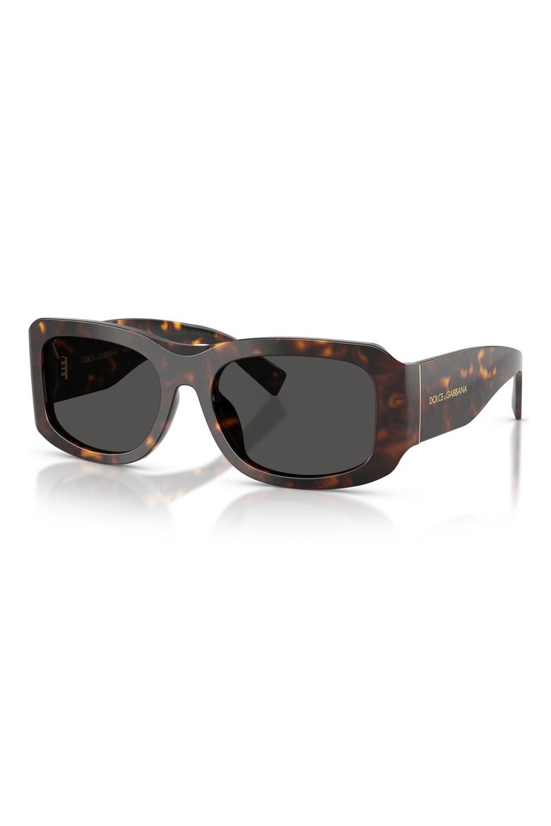 57mm Rectangular Sunglasses, Alternate, color, HAVANA / DARK GREY