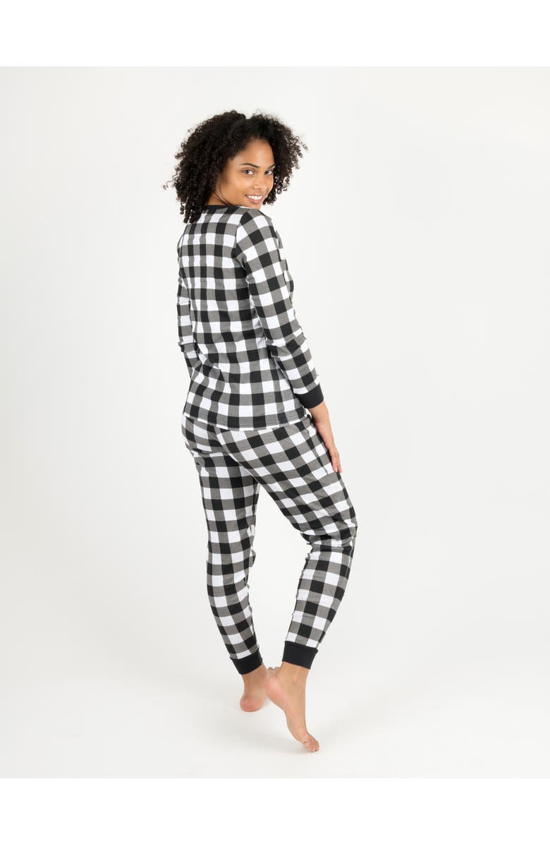 Leveret Women's Cotton Plaid Matching Family Holiday Pajamas, Alternate, color, Plaid Black & White