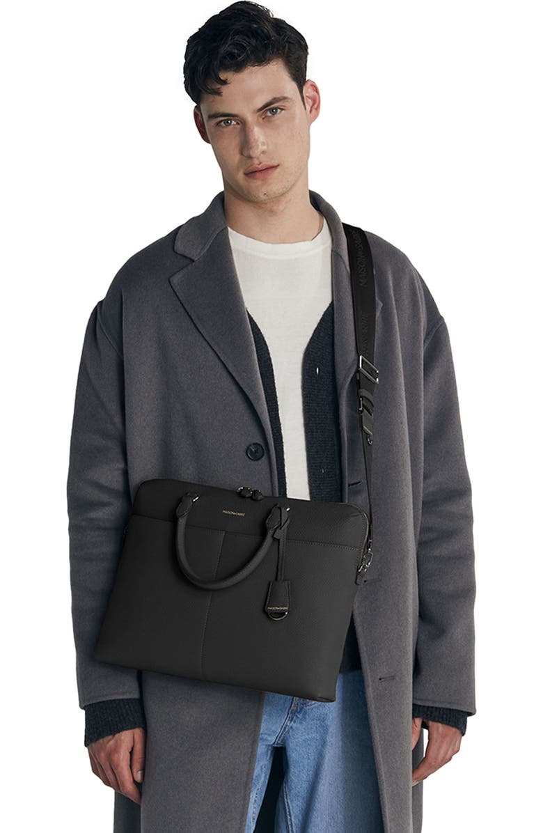 MAISON de SABRÉ Leather Laptop Bag, Alternate, color, Black Caviar