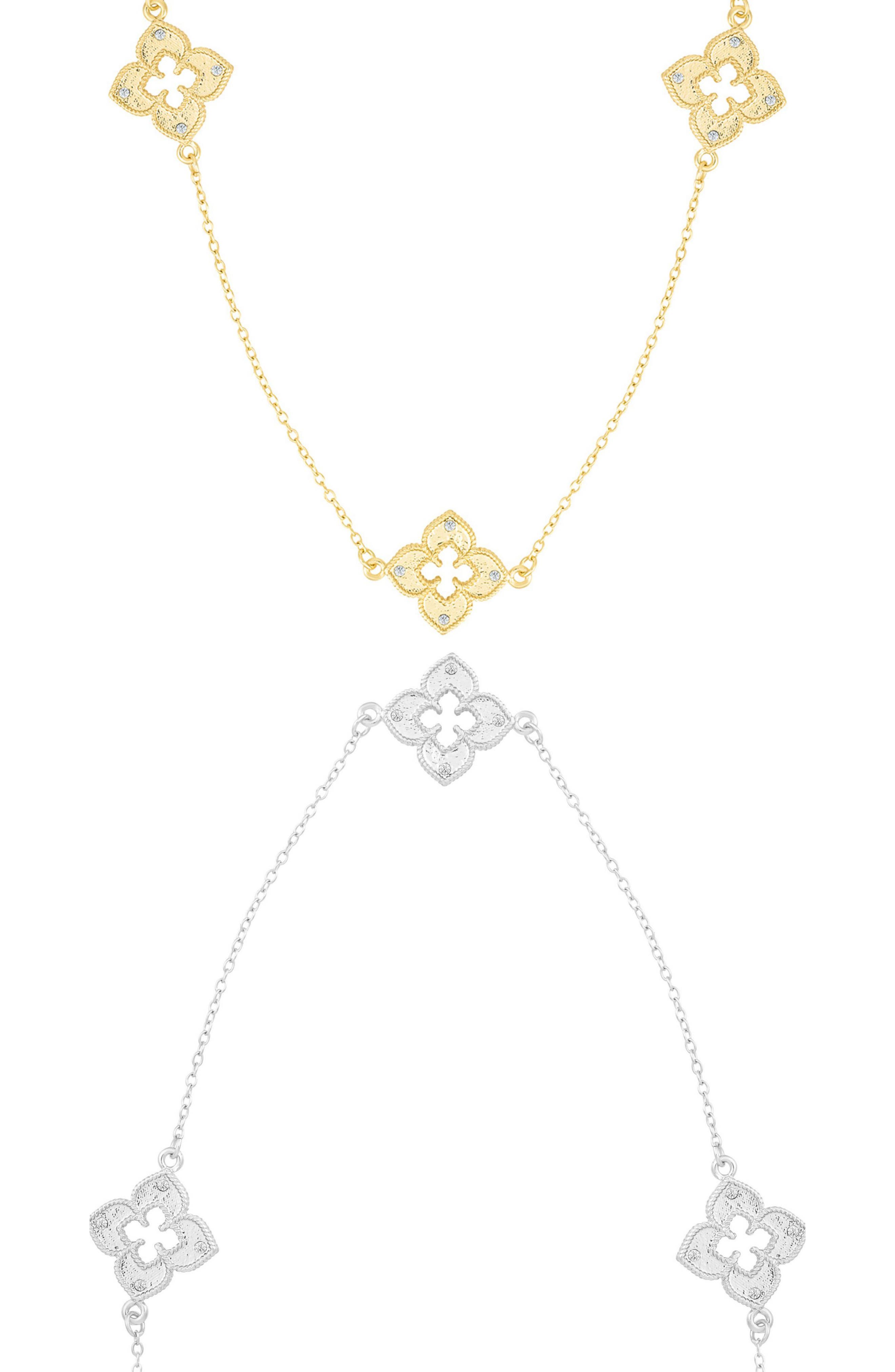 Adornia Set of 2 Renaissance Clover Station Necklaces