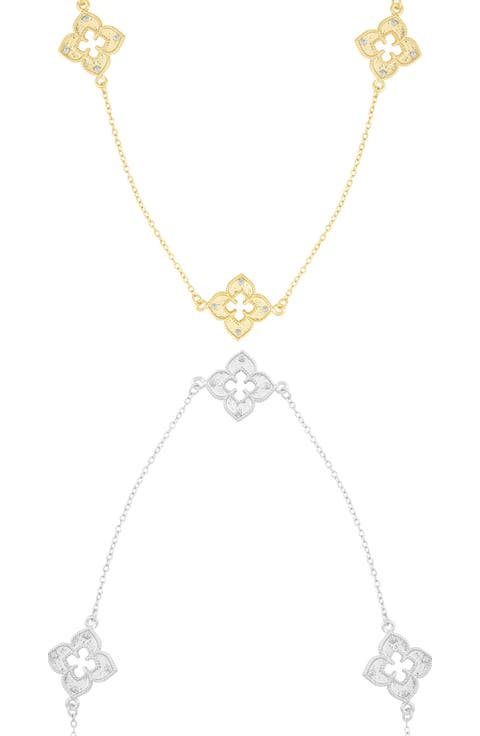 Set of 2 Renaissance Clover Station Necklaces