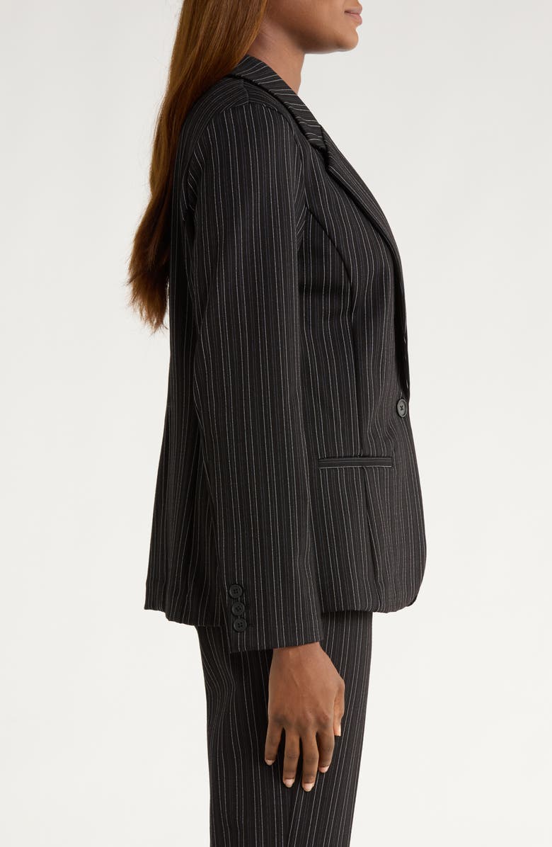 Liverpool Los Angeles Stripe Fitted One-Button Blazer, Alternate, color, Black/ Hint Of Navy Stripe