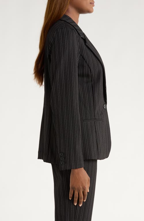 Liverpool Los Angeles Stripe Fitted One-button Blazer In Black