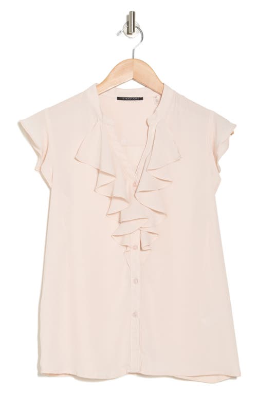 T Tahari Ruffle Cap Sleeve Button-up Top