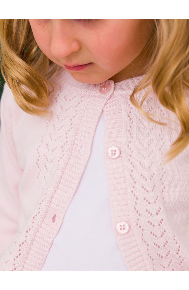 RuffleButts Girls Lightweight Pointelle Cardigan, Alternate, color, Baby Pink