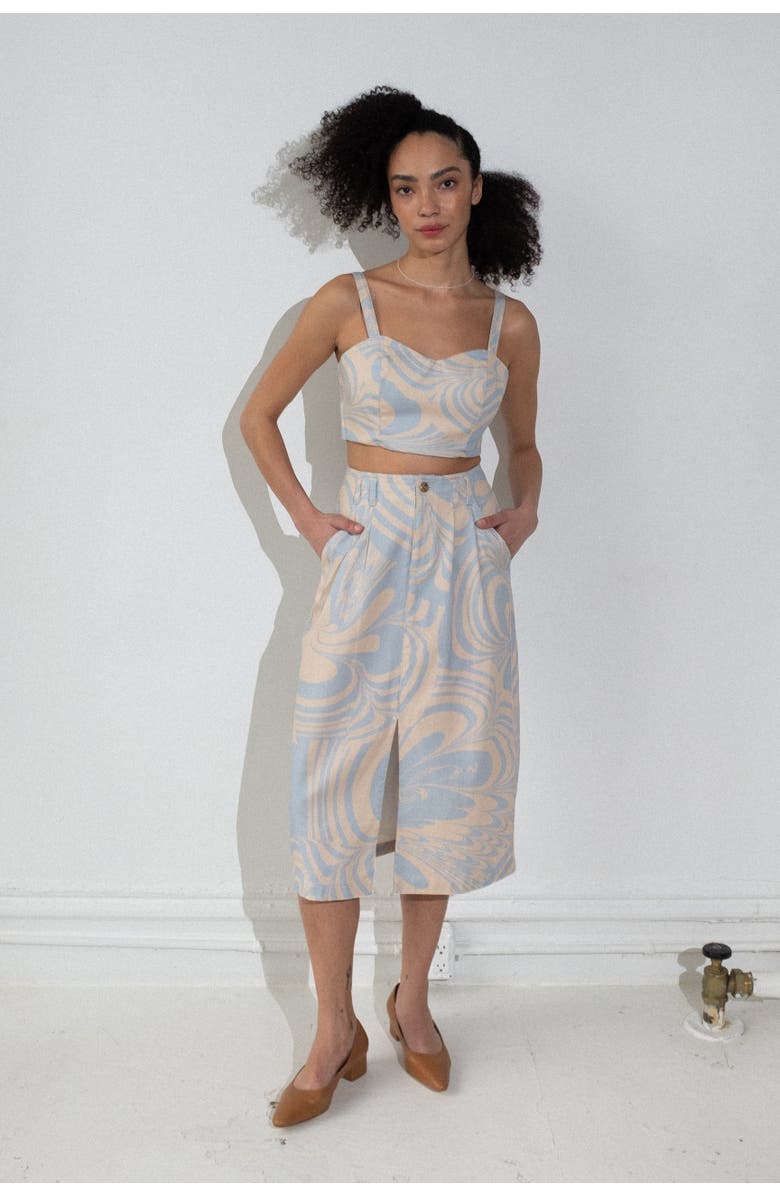 Untitled in Motion Kandran Printed Twill Pencil Midi Skirt, Alternate, color, Nuva Sky