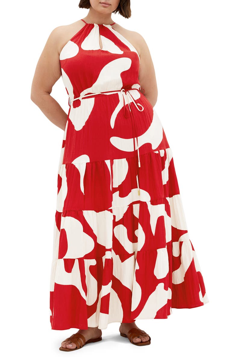 City Chic Island Getaway Tiered Maxi Dress, Main, color, 