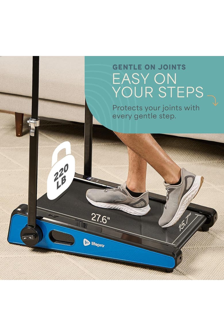Mini Walking Pad Treadmill with Incline  Compact Under Desk Treadmill for Home & Office, Alternate, color, Blue with Handle