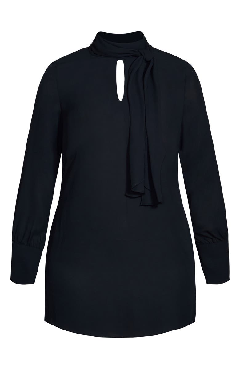 City Chic Tie Neck Long Sleeve Minidress, Alternate, color, 