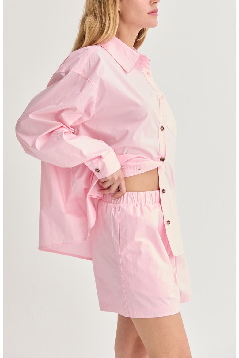 Oversized Poplin Shirt Two Piece Set, Alternate, color, Pink