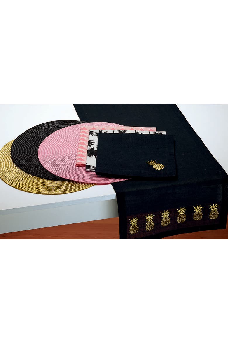Indoor/Outdoor Round Placemat, Set/6, Black, Alternate, color, Black