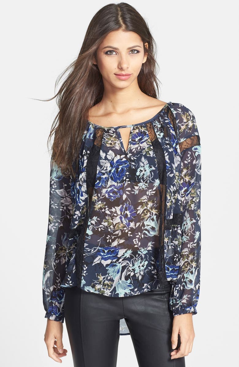 ASTR the Label ASTR Long Sleeve Lace Inset Blouse, Main, color,