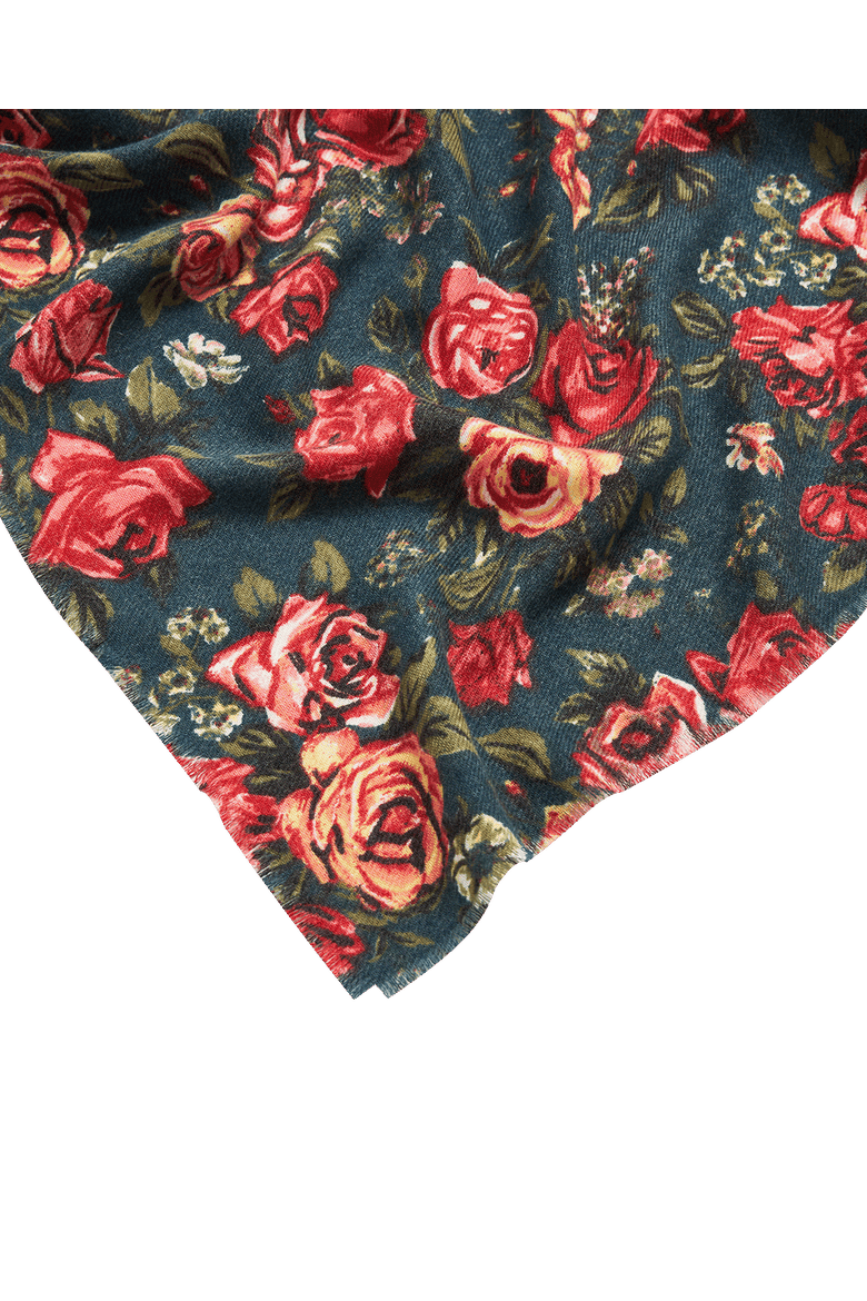 Roses Teal Pashmina Scarf, Alternate, color, Teal