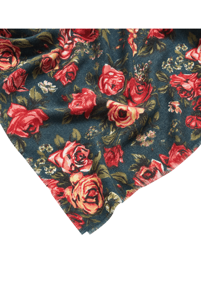 Fable England Roses Teal Pashmina Scarf, Alternate, color, Teal