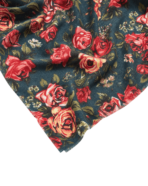 Fable England Roses Teal Pashmina Scarf In Blue