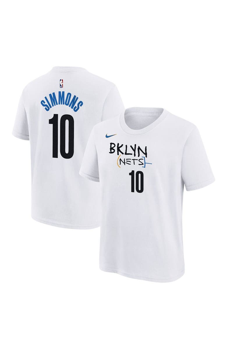Nike Youth Nike Ben Simmons White Brooklyn Nets 2022/23 City Edition Name & Number T-Shirt, Main, color,