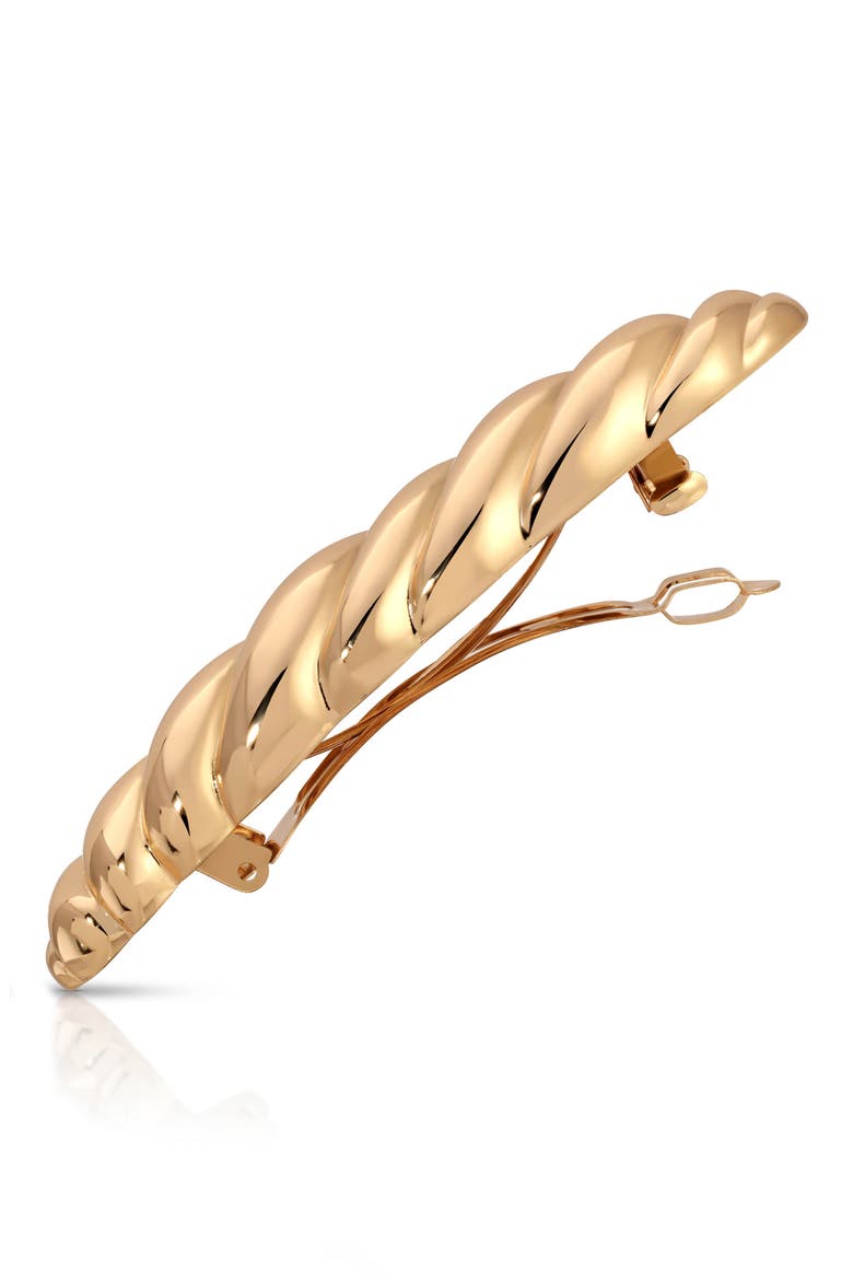 Twisted Oblong Hair Barrette, Alternate, color, GOLD