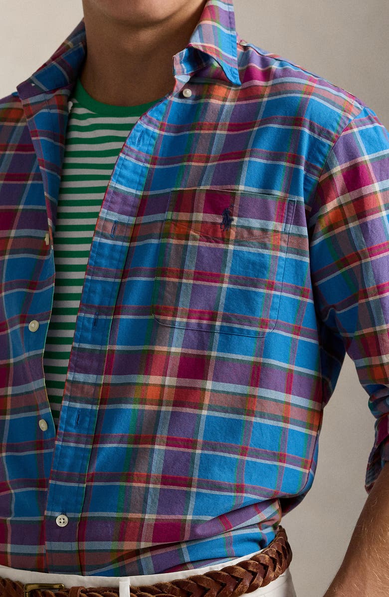 Polo Ralph Lauren Classic Fit Plaid Cotton Oxford Button-Down Shirt, Alternate, color, 