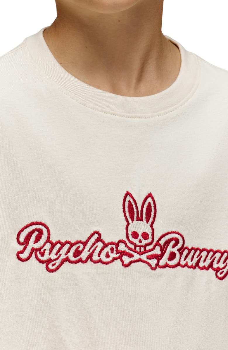 Psycho Bunny Kids' Eastwood Wordmark Cotton Graphic T-Shirt, Alternate, color, White Cap Grey