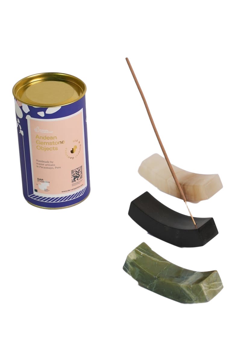 DAR PROYECTOS Smile Gemstone Incense Holder, Alternate, color, Black Onyx