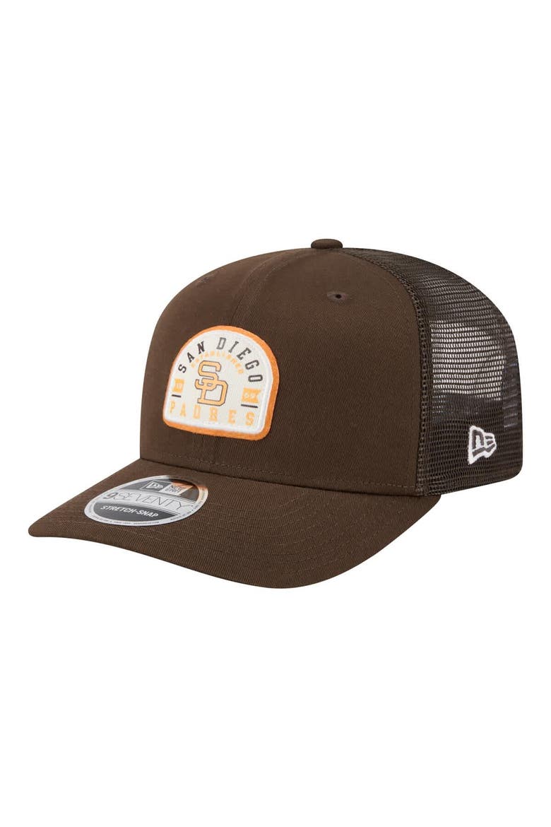 Men's New Era Brown San Diego Padres Throwback Contest 9SEVENTY Adjustable Trucker Hat, Main, color, Brown