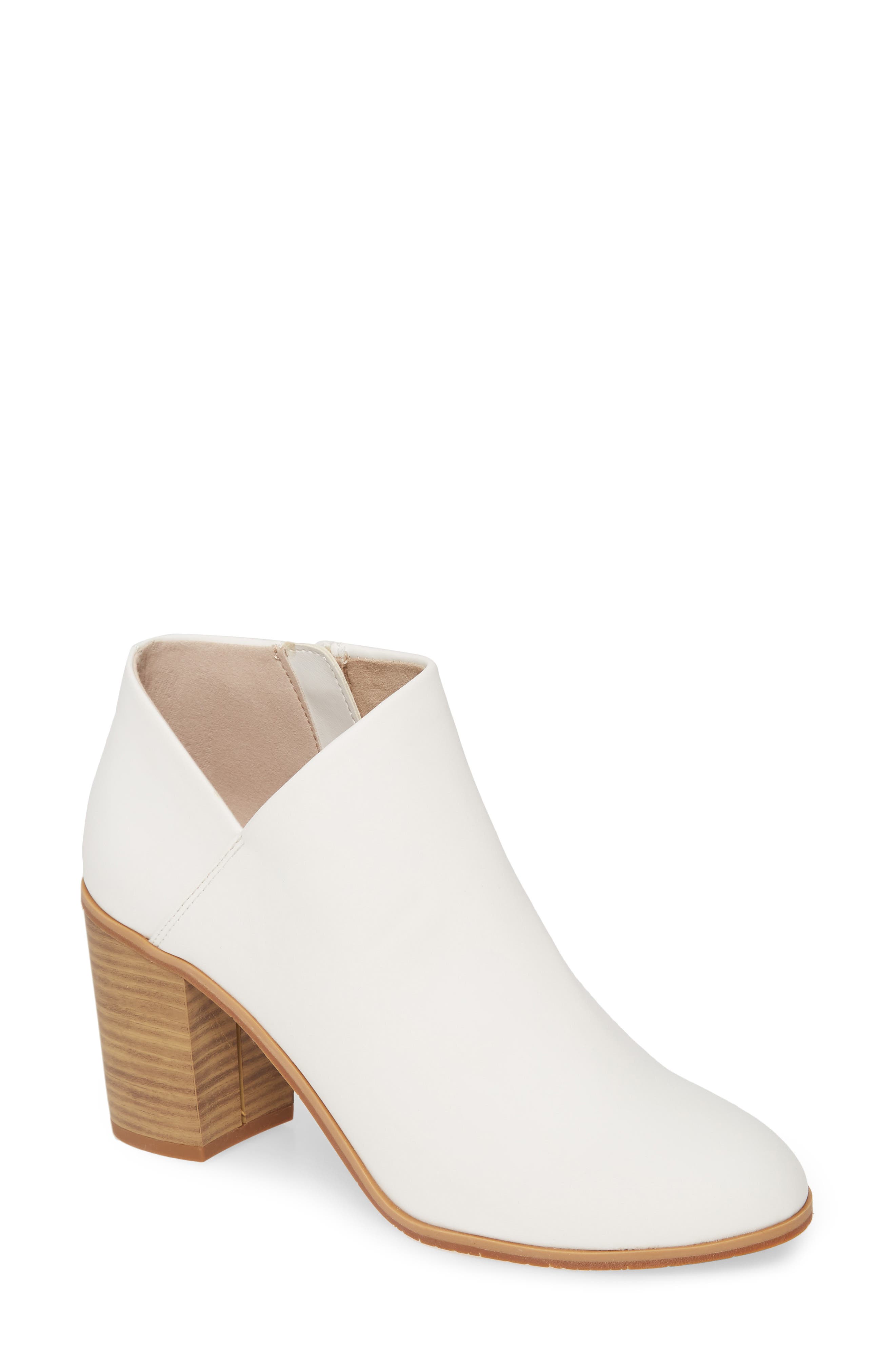 Kettle Vegan Block Heel Bootie, Main, color, WHITE FAUX LEATHER