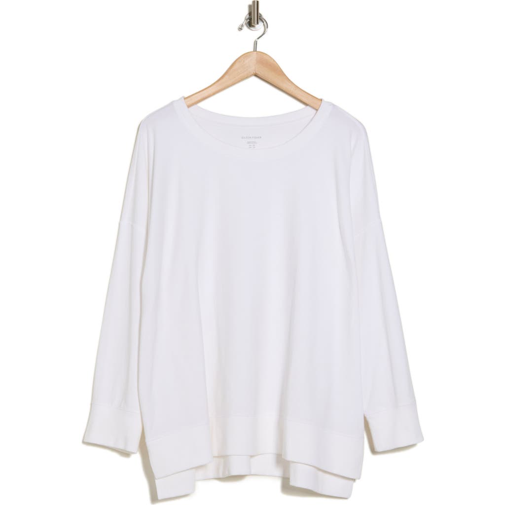 Eileen Fisher Crewneck Long Sleeve Top In White