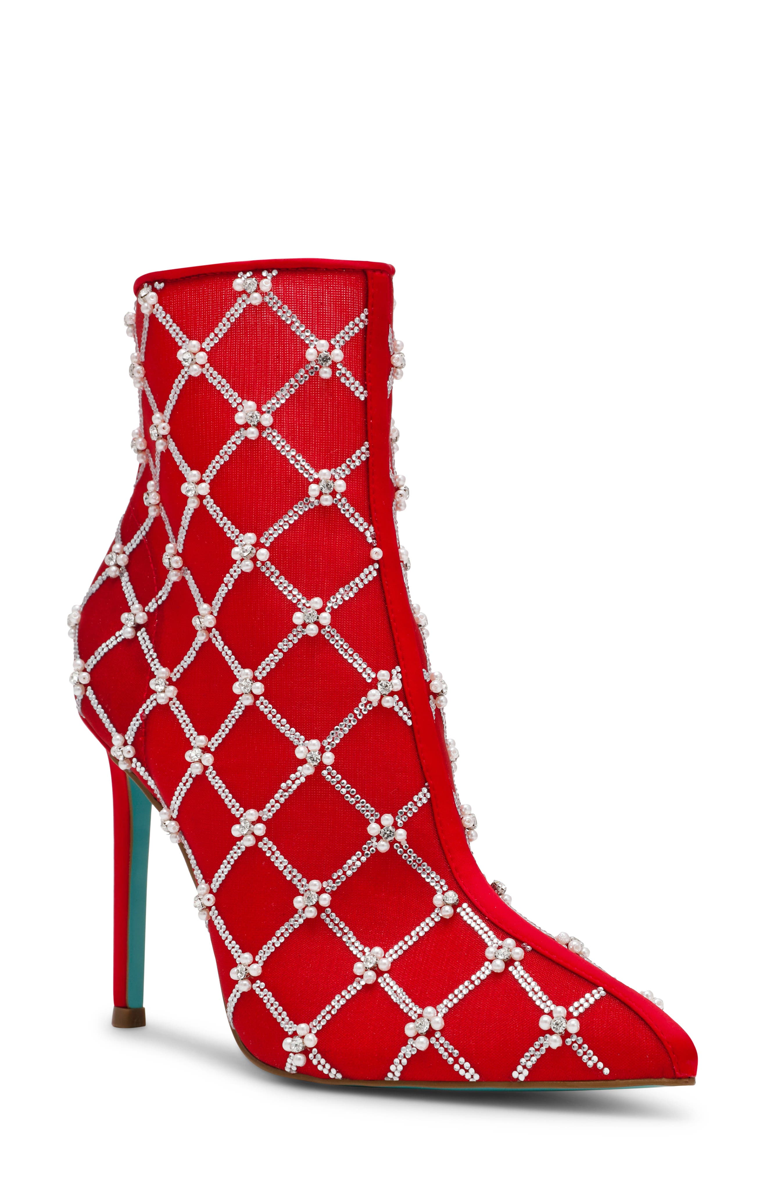 Lark Crystal Embellished Bootie, Main, color, RED