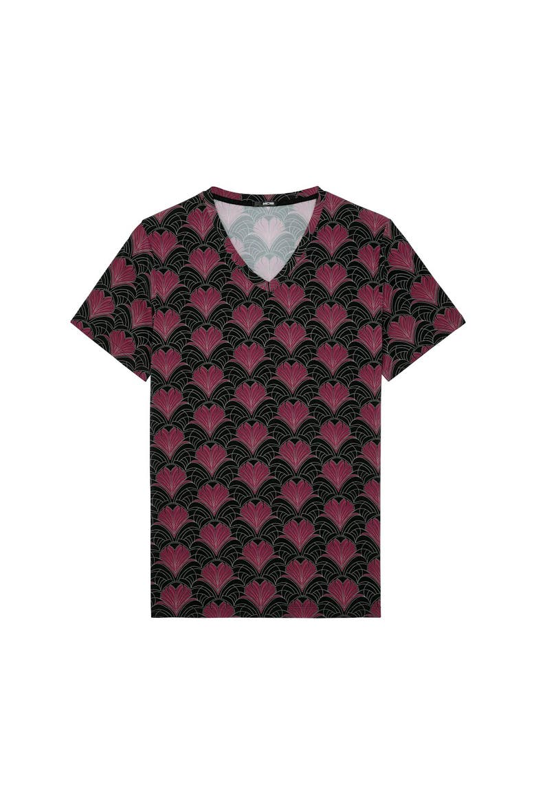 Carlyle Tee-Shirt V Neck, Main, color, Bordeaux Print