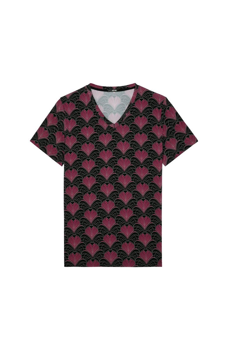 HOM Carlyle Tee-Shirt V Neck, Main, color, Bordeaux Print