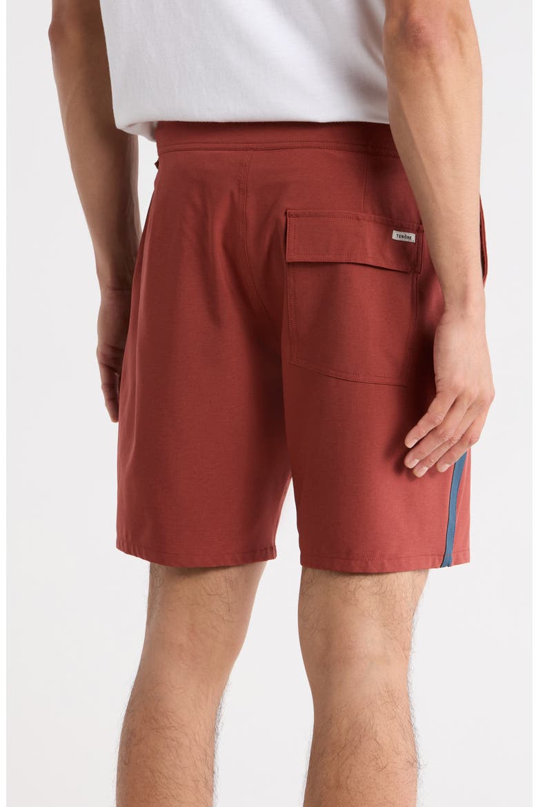 Tuxedo Stripe Board Shorts, Alternate, color, BRICK